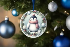 Christmas Penguin Round Ornament PNG Product Image 4