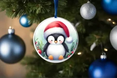 Penguin Round Ornament Sublimation PNG Product Image 4