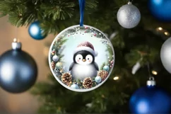 Penguin Round Ornament Sublimation PNG Product Image 1