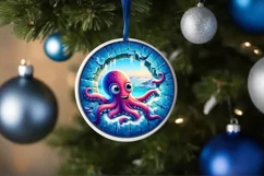 Octopus in Winter Woodland Scene Sublimation Clipart PNG Product Image 1