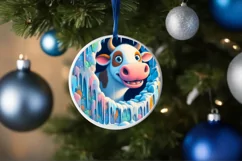 Cow in Winter Landscape Scene Sublimation Clipart PNG Product Image 4