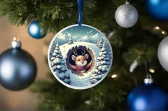 Smiling Deer Snow Wall Round Ornament PNG Product Image 1