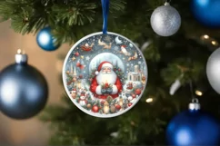 Santa Christmas Round Ornament PNG Product Image 4