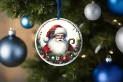 Santa Christmas Round Ornament PNG Product Image 1