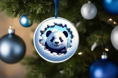 Smiling Panda Snow Wall Round Ornament PNG Product Image 4