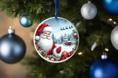 Santa Christmas Round Ornament PNG Product Image 4