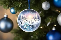 Penguins Winter Scene Ornament Sublimation PNG Product Image 4