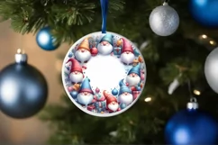 Winter Scene with Winter Gnomes Round Sticker Ornament Product Image 1
