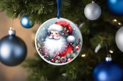 Colorful Santa Round Ornament Sublimation PNG Product Image 4