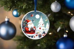 Colorful Santa Round Ornament Sublimation PNG Product Image 1