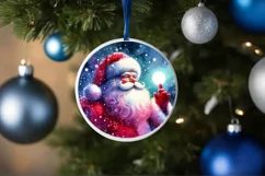 Christmas Santa Round Ornament PNG Product Image 1