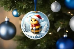 3D Bee Winter Scene Sublimation Clipart PNG Product Image 4
