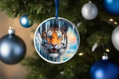 Tiger in Winter Woodland Scene Sublimation Clipart PNG Product Image 4