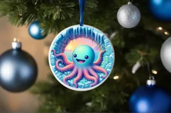 Octopus in Winter Woodland Scene Sublimation Clipart PNG Product Image 4