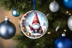 Colorful Christmass Gnome Round Ornament Sublimation PNG Product Image 4