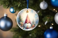 Colorful Christmass Gnome Round Ornament Sublimation PNG Product Image 1