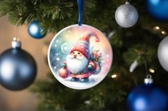 Colorful Christmass Gnome Round Ornament Sublimation PNG Product Image 4