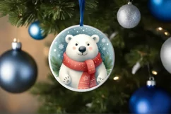 Polar Bear Round Ornament Sublimation PNG Product Image 4