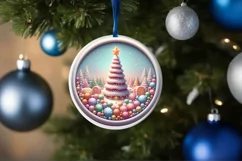 Round Pastell Christmas Molten Candy Scene PNG Product Image 1