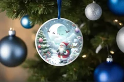 Santa Centered Winter Round Ornament Sublimation PNG Product Image 4