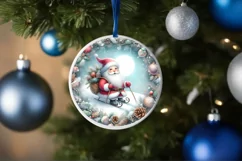 Santa Centered Winter Round Ornament Sublimation PNG Product Image 1