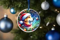 Christmas Dog Round Ornament PNG Product Image 4