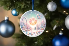 Round Pastell Christmas Molten Candy Scene PNG Product Image 4