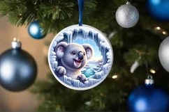 Smiling Koala Icy Wall Round Ornament PNG Product Image 4