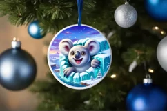 Smiling Koala Icy Wall Round Ornament PNG Product Image 4