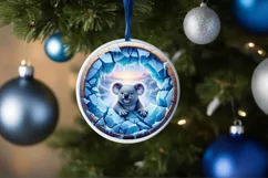 Smiling Koala Icy Wall Round Ornament PNG Product Image 1