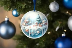 Winter Scene with Candies Round Sticker Ornament Sublimation Product Image 4