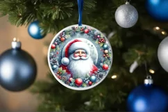 Colorful Santa Round Ornament Sublimation PNG Product Image 1