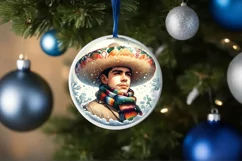 Mexican Winter Scene Round Ornament Sublimation PNG Product Image 1