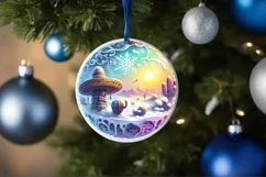 Mexican Winter Scene Round Ornament Sublimation PNG Product Image 4
