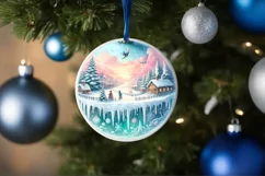 Mexican Winter Scene Round Ornament Sublimation PNG Product Image 1