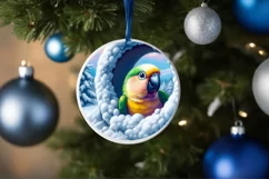 Snow Wall Parrot Round Ornament Sublimation PNG Product Image 4