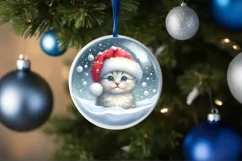 3D Winter Kitten Portrait with Santa Hat PNG Product Image 4