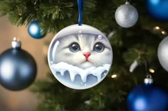 3D Winter Kitten Portrait with Santa Hat PNG Product Image 1