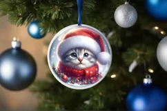 3D Winter Kitten Portrait with Santa Hat PNG Product Image 4
