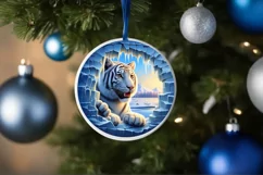 Round Icy Wall Tiger Sublimation PNG Product Image 4