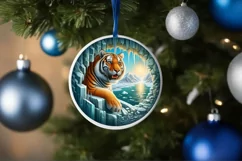 Round Icy Wall Tiger Sublimation PNG Product Image 4