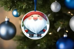 Round Christmas Ornament with Gnome PNG Product Image 4