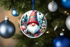 Round Christmas Ornament with Gnome PNG Product Image 4