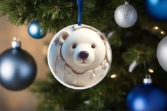 3D Polar Bear Round Ornament Sublimation PNG Product Image 1