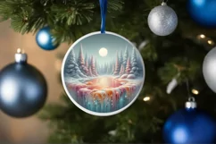 Round Winter Scene Ornament Sublimation PNG Product Image 4
