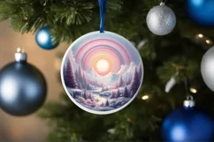 Pastell Winter Scene Ornament PNG Product Image 4