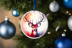Round Christmas Ornament with Reindeer PNG Product Image 4