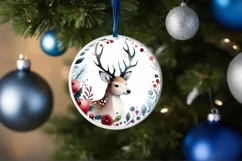Round Christmas Ornament with Reindeer PNG Product Image 4