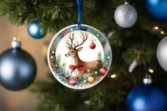 Round Christmas Ornament with Reindeer PNG Product Image 1