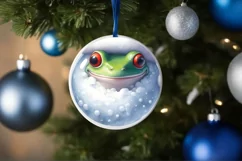 3D Winter Frog Portrait with Santa Hat PNG Product Image 4